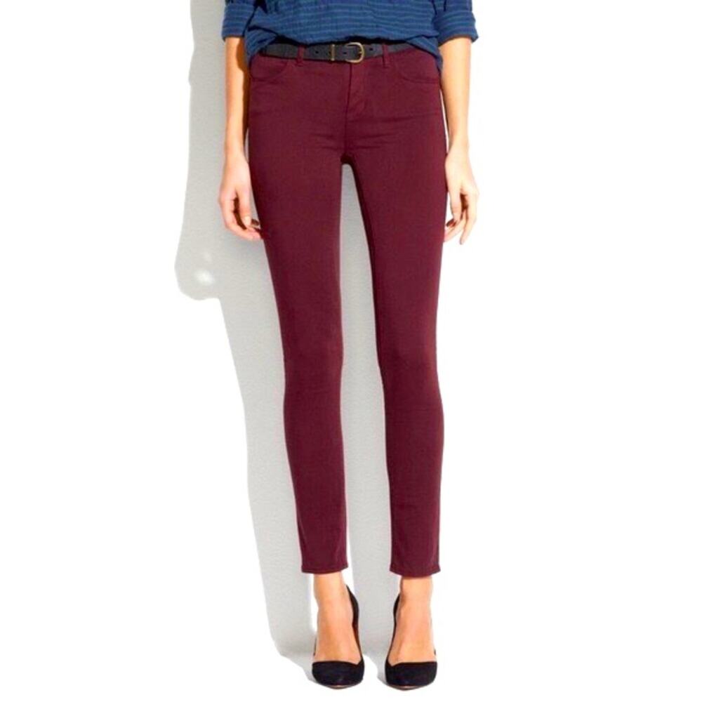 Madewell Mid-Rise Maroon Burgundy Skinny Skinny Ankle Jeans